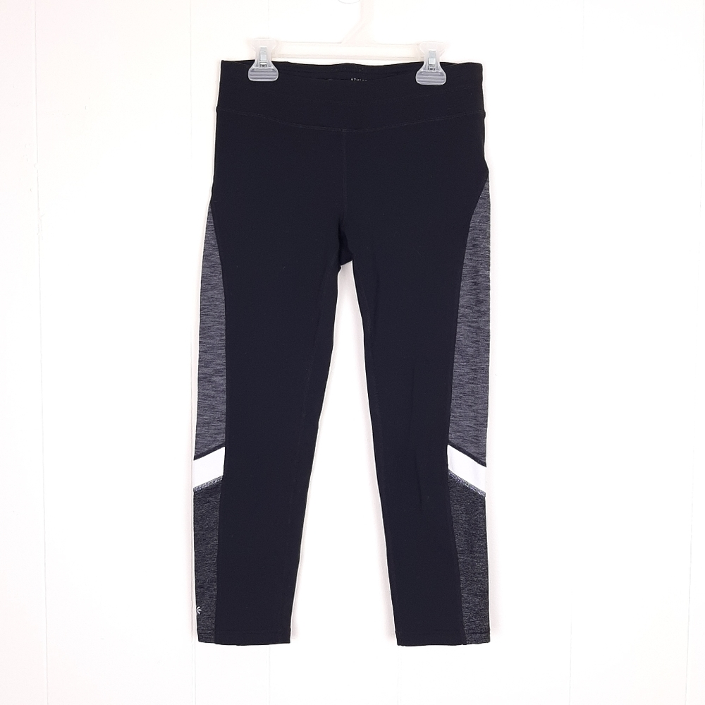 Athleta Girl ankle crop active leggings black back pocket gym workout running